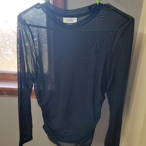 Just Polly Black Sheer Women's Top